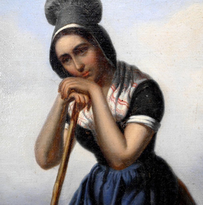 Oil Painting, “the Shepherdess”, 19th Century School – 2nd Part 19th-photo-4
