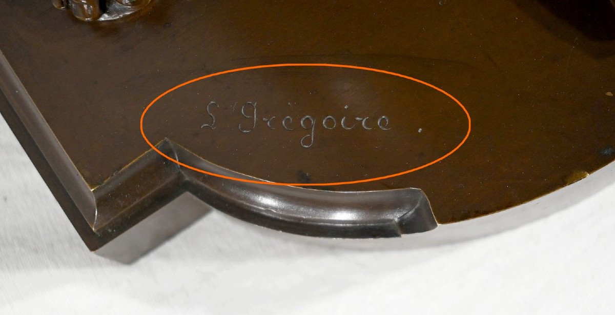 Important Bronze « La Lettre » De J-l. Grégoire –  Fin XIXe-photo-7
