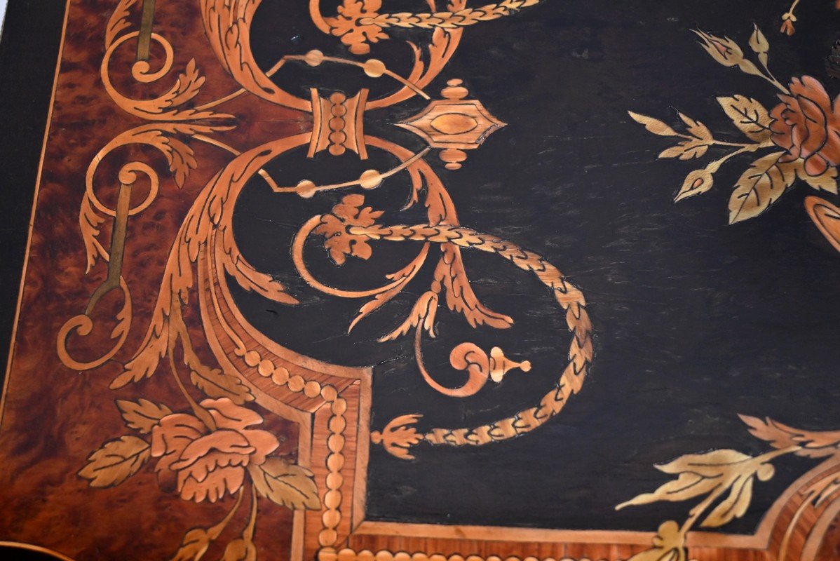 Small Table In Blackened Pear Wood And Thuja Burl, Louis XVI Style, Napoleon III Period – Middle-photo-2