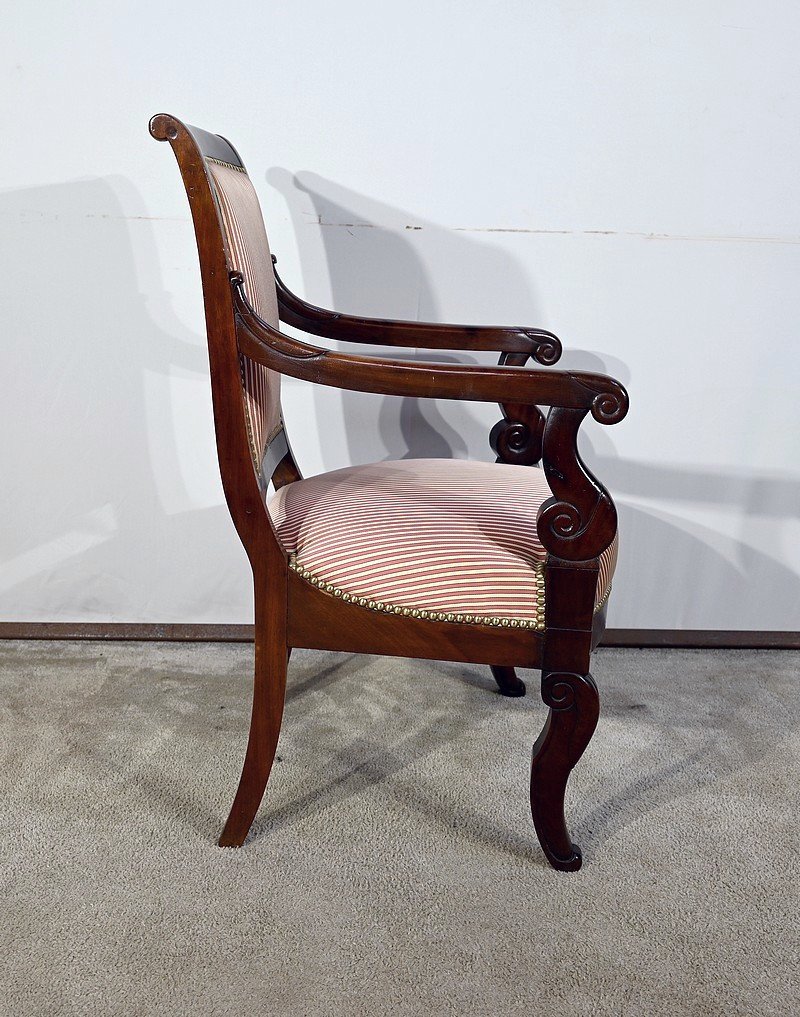 Armchair In Solid Cuban Mahogany, Restoration Period – Early 19th Century-photo-2