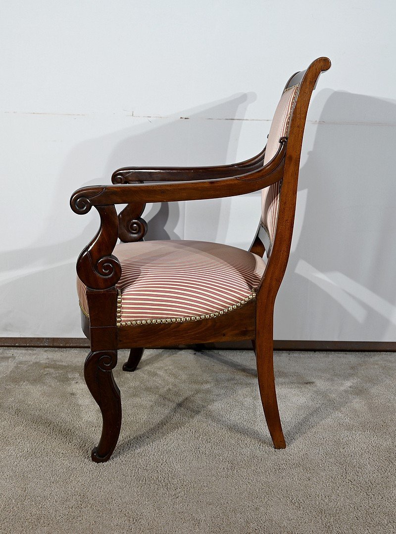 Armchair In Solid Cuban Mahogany, Restoration Period – Early 19th Century-photo-3