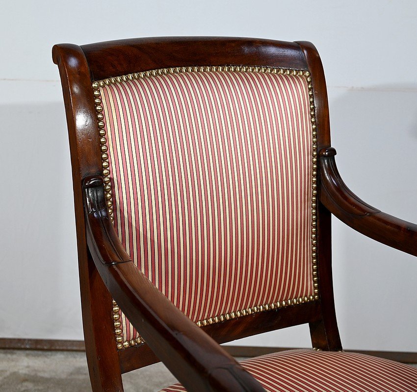 Armchair In Solid Cuban Mahogany, Restoration Period – Early 19th Century-photo-4