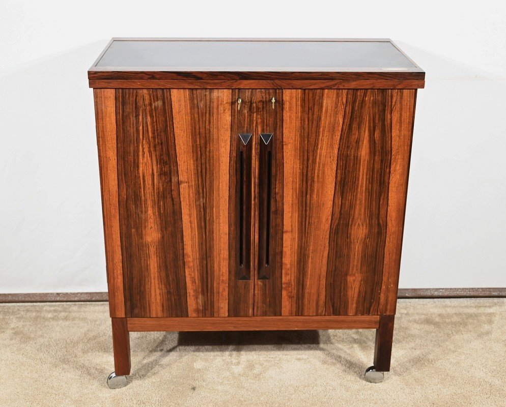 Bar Scandinave à Roulettes En Palissandre De Rio, Signé Torbjørn Afdal Pour Bruksbo – 1960