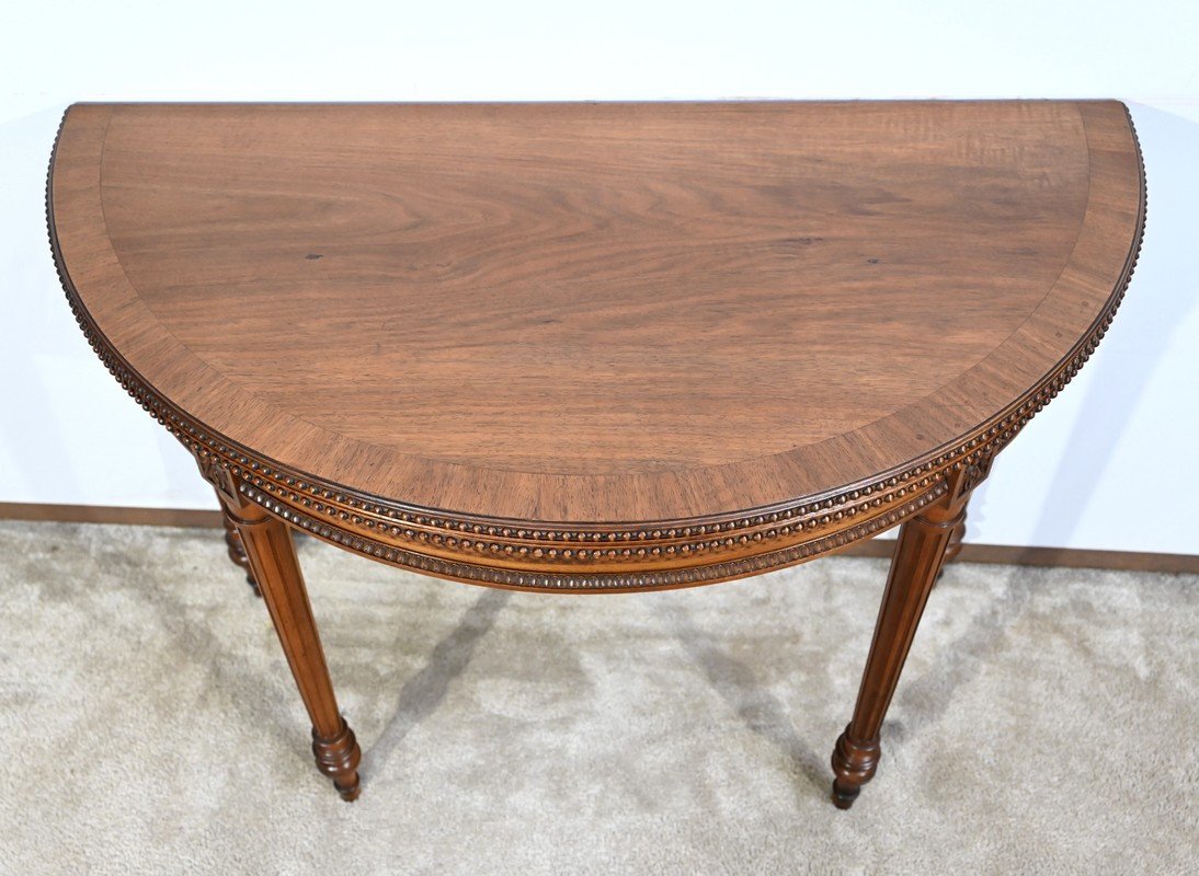 Half-moon Walnut Table, Louis XVI Style – Late 19th Century-photo-3