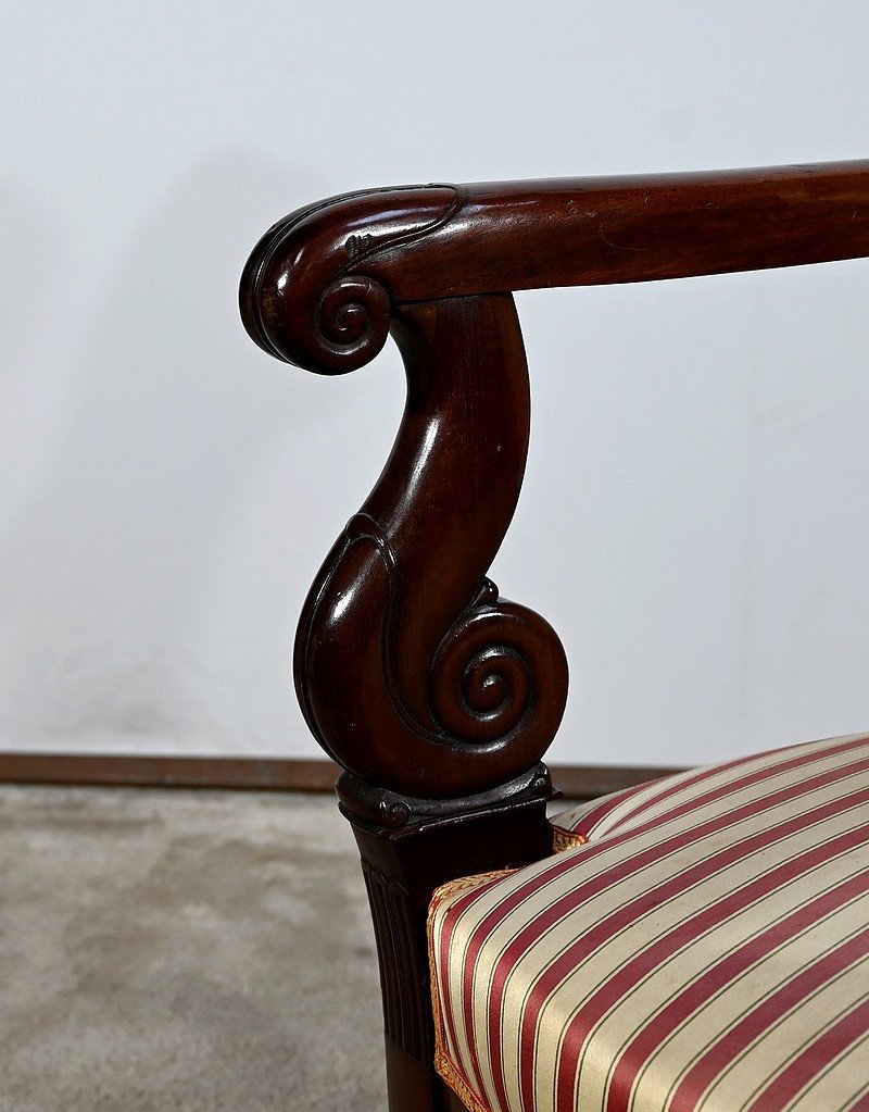 Pair Of Armchairs In Solid Cuban Mahogany, Restoration Period – Early 19th Century-photo-4