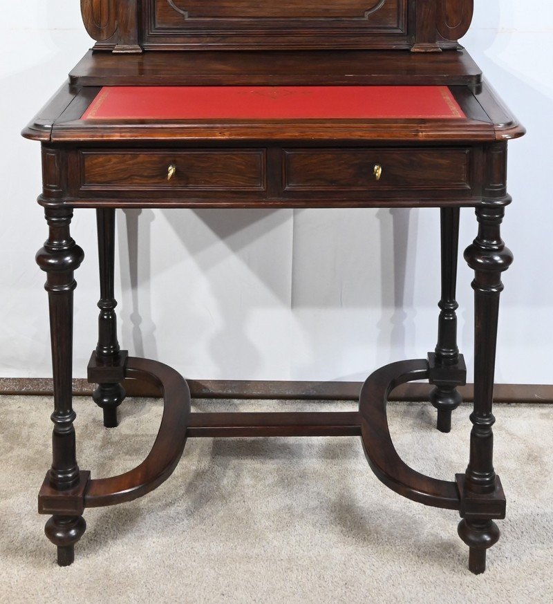 Petit Bureau Vitrine En Palissandre, époque Napoléon III - Milieu XIXe-photo-4