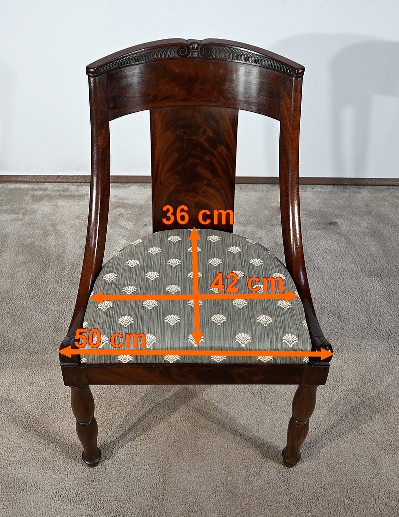 Suite Of 4 Gondola Chairs In Cuban Mahogany, Restoration Period – Early 19th Century-photo-6