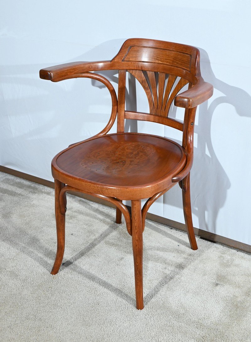 Fauteuil De Bureau En Hêtre, Estampillé J&j Kohn – Début XXe-photo-2