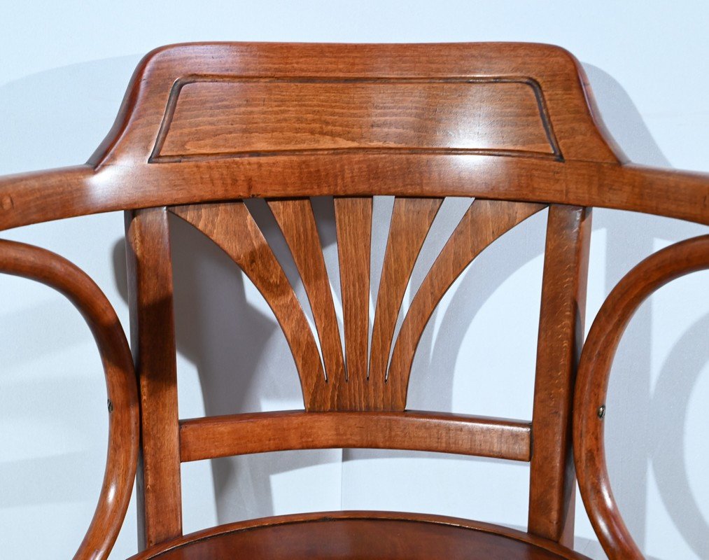 Fauteuil De Bureau En Hêtre, Estampillé J&j Kohn – Début XXe-photo-1