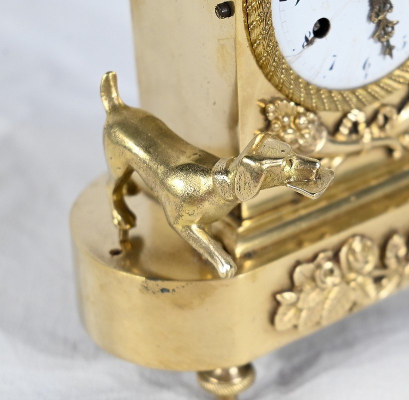 Small Travel Clock In Gilt Bronze, Empire Period - Early 19th Century-photo-3