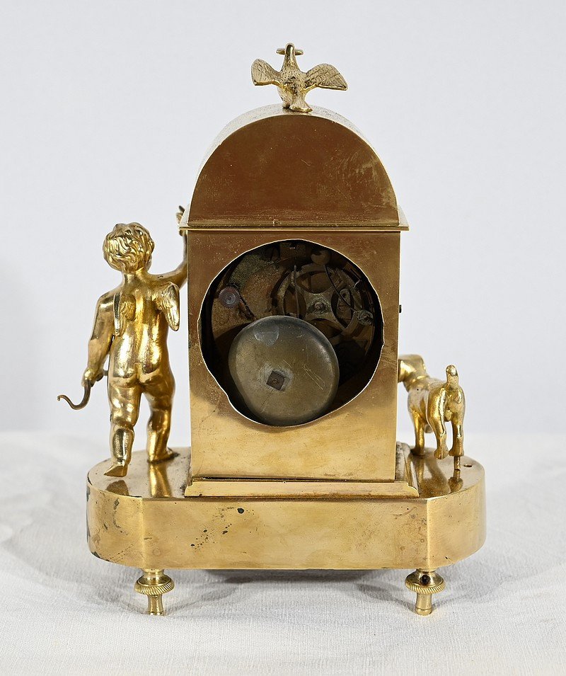 Small Travel Clock In Gilt Bronze, Empire Period - Early 19th Century-photo-6