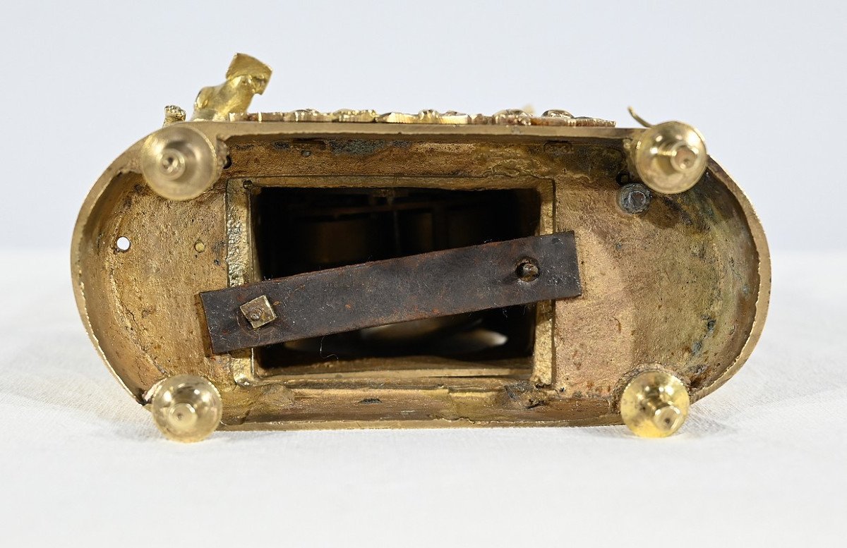 Small Travel Clock In Gilt Bronze, Empire Period - Early 19th Century-photo-8