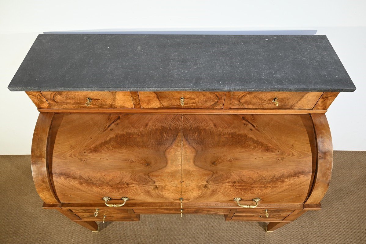 Important Property Cylinder Desk In Walnut, Directoire Period – Early 19th Century-photo-4