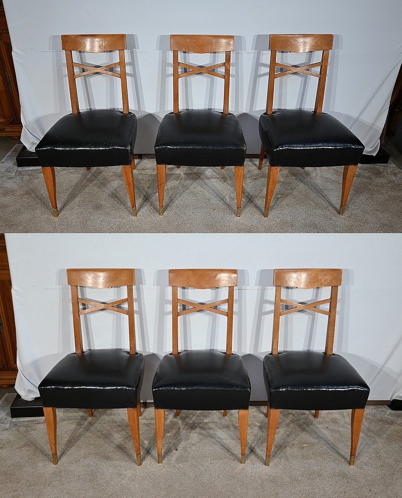Suite Of 6 Chairs In Solid Cherry, Art Deco – 1940-photo-2