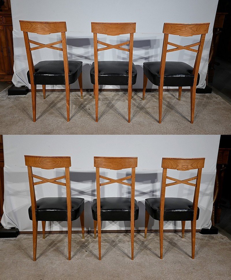 Suite Of 6 Chairs In Solid Cherry, Art Deco – 1940-photo-4