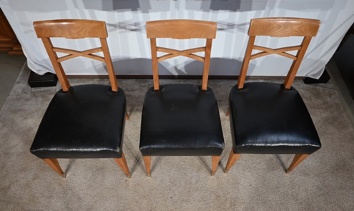 Suite Of 6 Chairs In Solid Cherry, Art Deco – 1940-photo-1