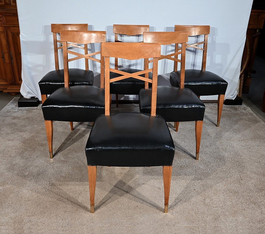 Suite Of 6 Chairs In Solid Cherry, Art Deco – 1940