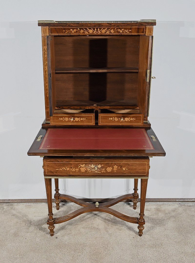 Small Rosewood Writing Cabinet, Charles X Style – Mid-19th Century-photo-3