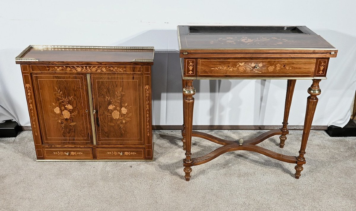 Small Rosewood Writing Cabinet, Charles X Style – Mid-19th Century-photo-6