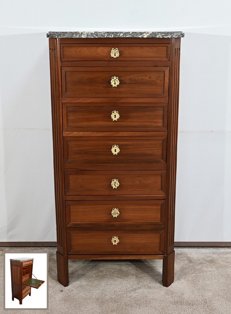 Small Weekly Secretary In Mahogany, Stamped Ln Malle, Faubourg Saint-antoine, Lou Period