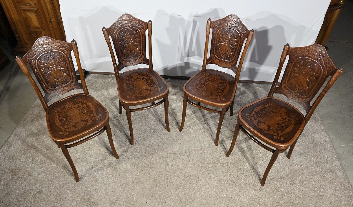 Suite Of 4 Bent Beech Chairs, No. 67 By Jacob & Josef Kohn – 1900
