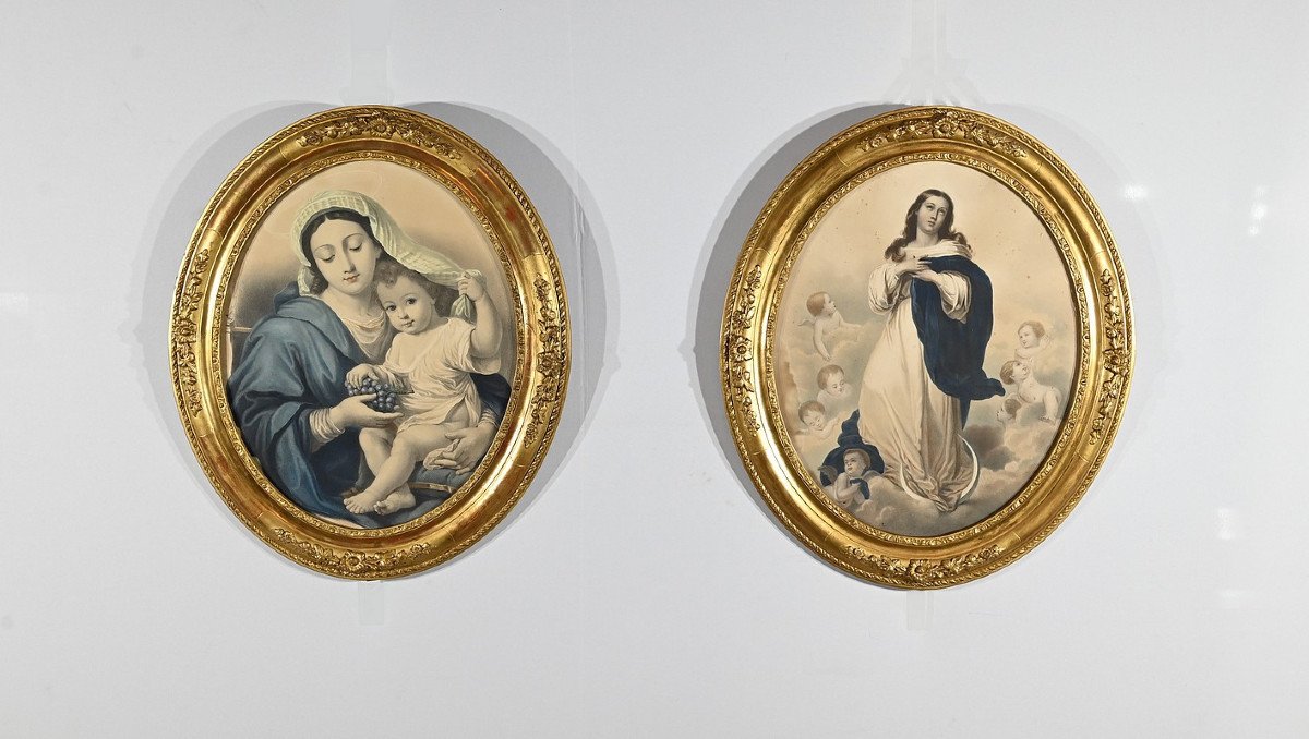 Pair Of Important Engravings “the Immaculate Conception” - Late 19th Century