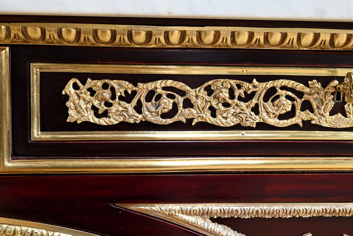 “marie-antoinette” Ceremonial Commode In Mahogany, After G.benneman And J.stöckel – Early 20th Century-photo-5