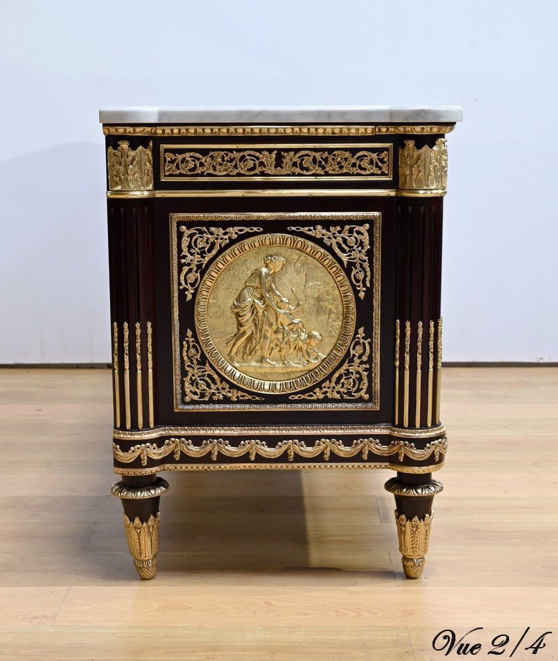 “marie-antoinette” Ceremonial Commode In Mahogany, After G.benneman And J.stöckel – Early 20th Century-photo-7