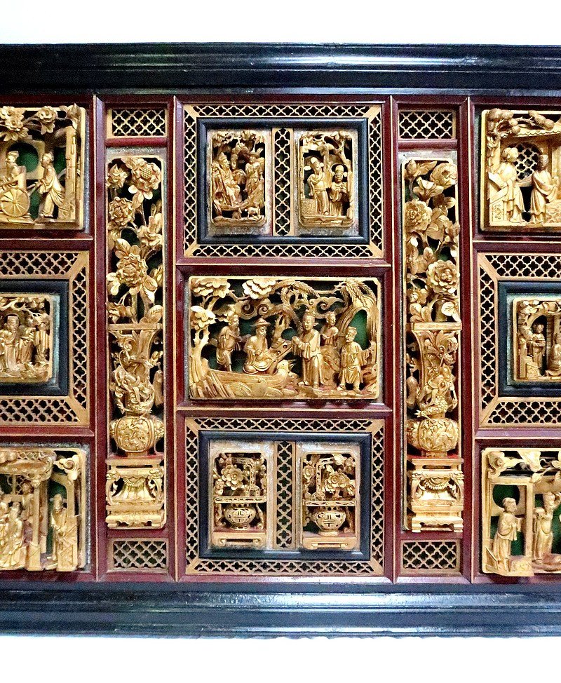 Large Asian Panel In Lacquered Wood, China – Late 19th Century-photo-3