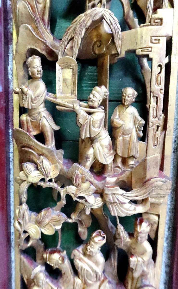 Large Asian Panel In Lacquered Wood, China – Late 19th Century-photo-1