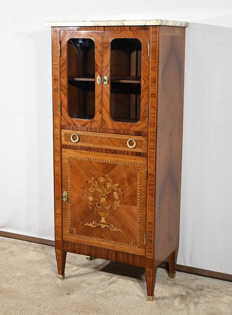 Meuble Vitrine En Bois De Rose, Style Louis XVI – Fin XIXe-photo-2