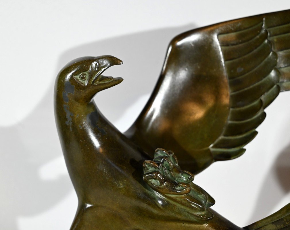 Bronze “eagle Hunting”, Signed J.de Roncourt, Art Deco - 1930-photo-4