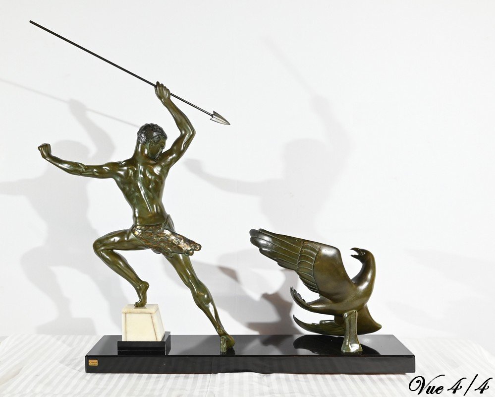 Bronze “eagle Hunting”, Signed J.de Roncourt, Art Deco - 1930-photo-7