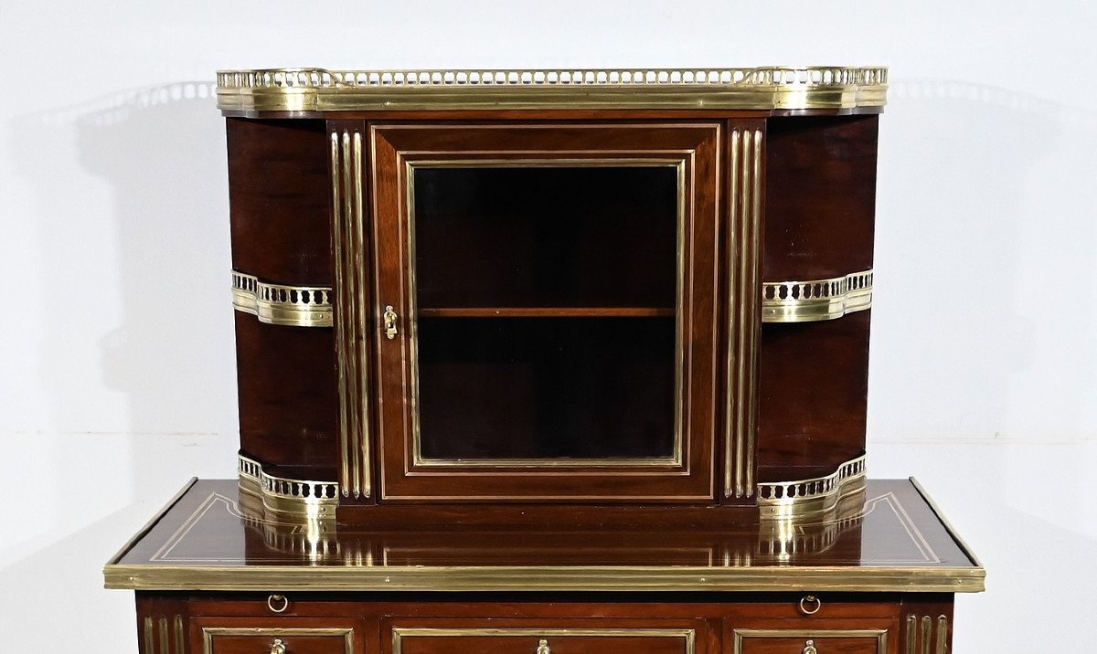 Small Mahogany Showcase Desk, Louis XVI Style – Mid-19th Century-photo-1