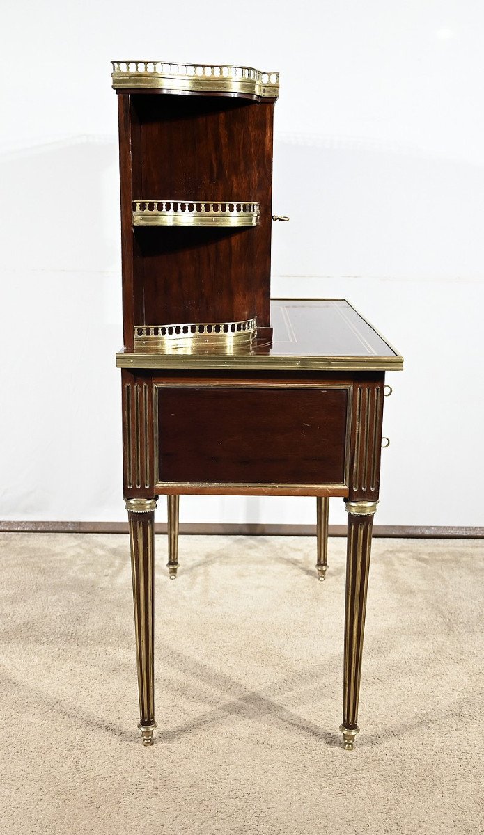 Small Mahogany Showcase Desk, Louis XVI Style – Mid-19th Century-photo-6