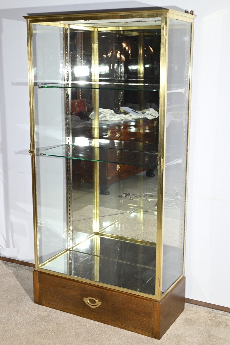 Vitrine De Magasin En Laiton, Attribuée à La Maison Siégel – 1920-photo-2
