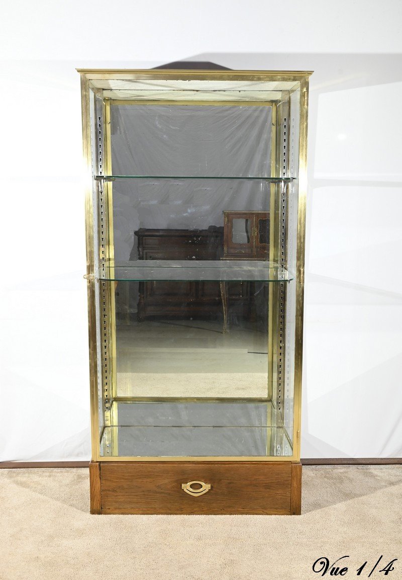 Vitrine De Magasin En Laiton, Attribuée à La Maison Siégel – 1920-photo-1