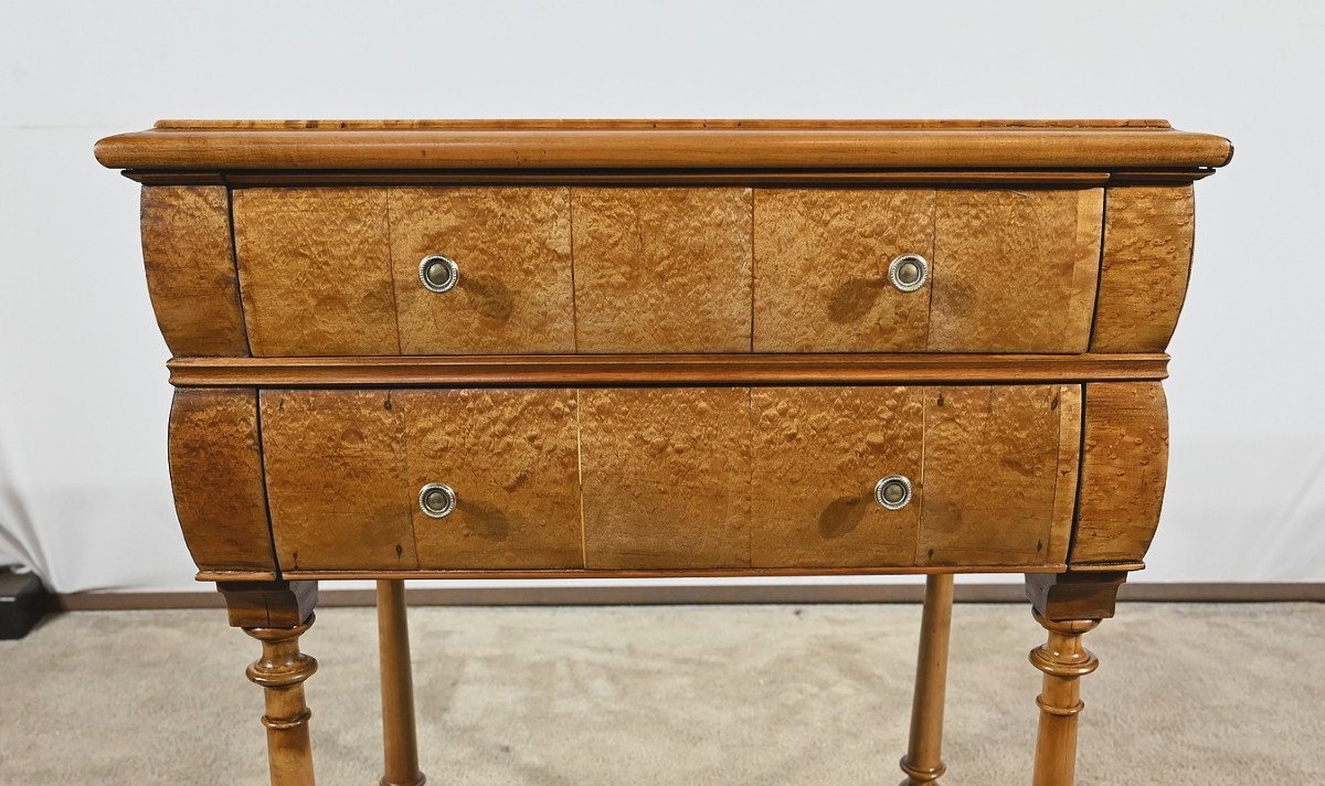 Rare Petite Table Chiffonnière En Moucheté D’amboine Et Merisier, époque Louis Philippe – 1ère -photo-4