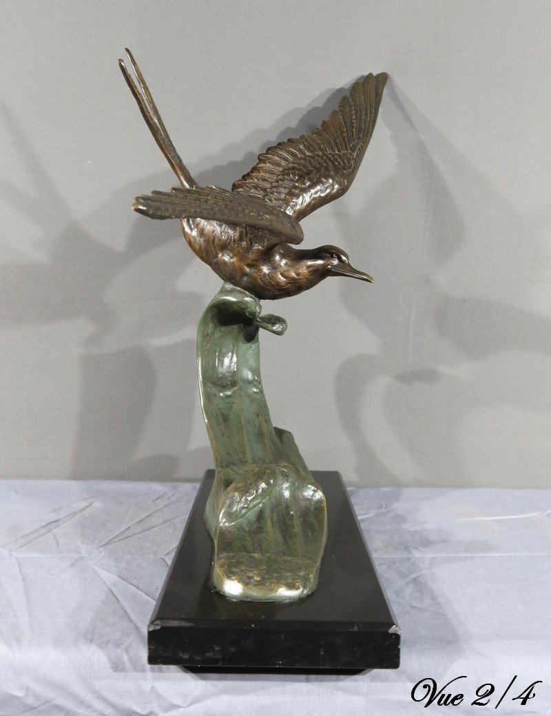 Bronze “the Seagull”, Attributed To Erget – Early 20th Century-photo-3