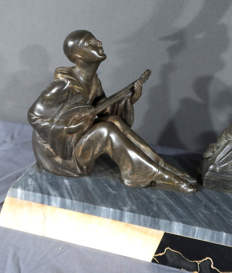 Sculpture En Régule De Pierrot Et Colombine - Début XXe-photo-3