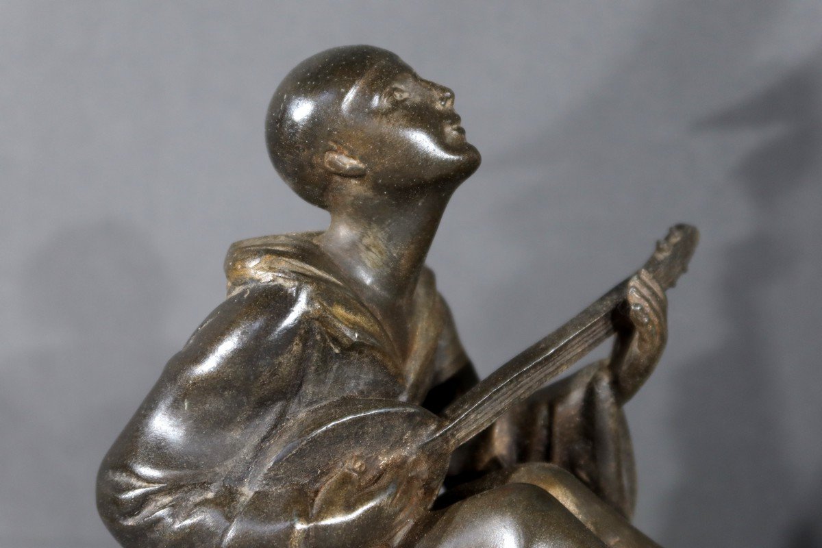 Sculpture En Régule De Pierrot Et Colombine - Début XXe-photo-1