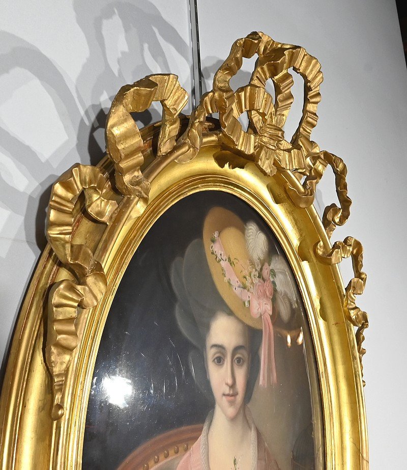 Important Pastel « La Jeune Fille Au Canari », école Française Du XIXe-photo-5