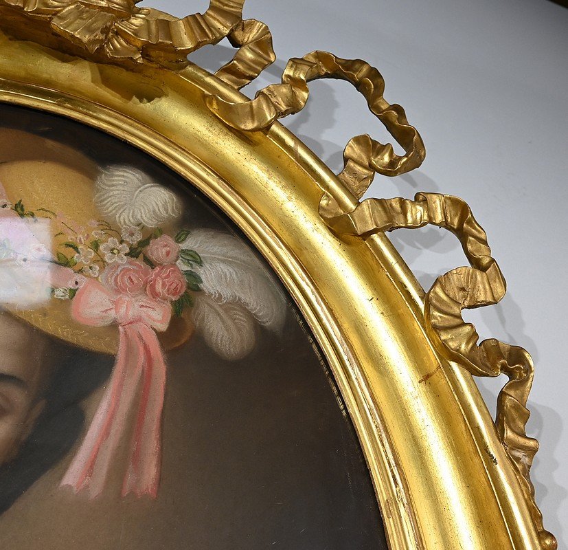 Important Pastel « La Jeune Fille Au Canari », école Française Du XIXe-photo-6