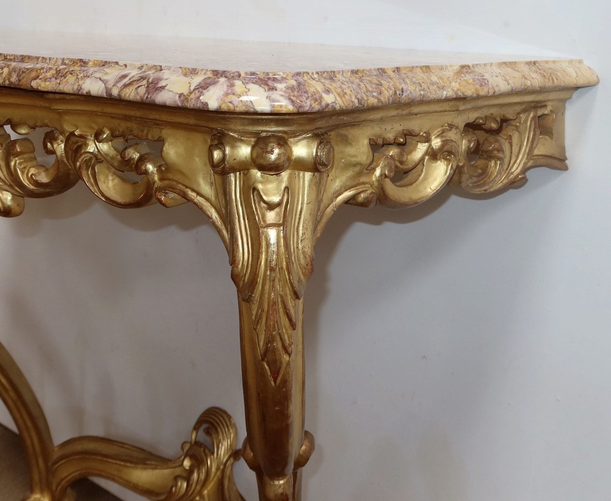 Console Murale En Bois Doré, Style Louis XV – Milieu XXe-photo-2