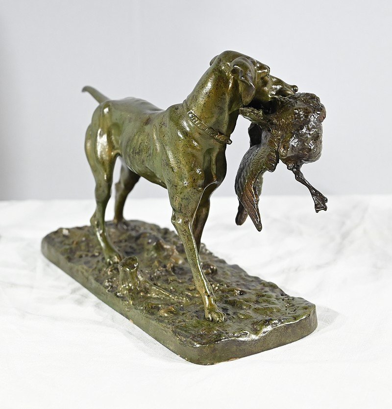 Bronze “braque Au Canard”, Signed Pj Mêne – Mid 19th Century-photo-6