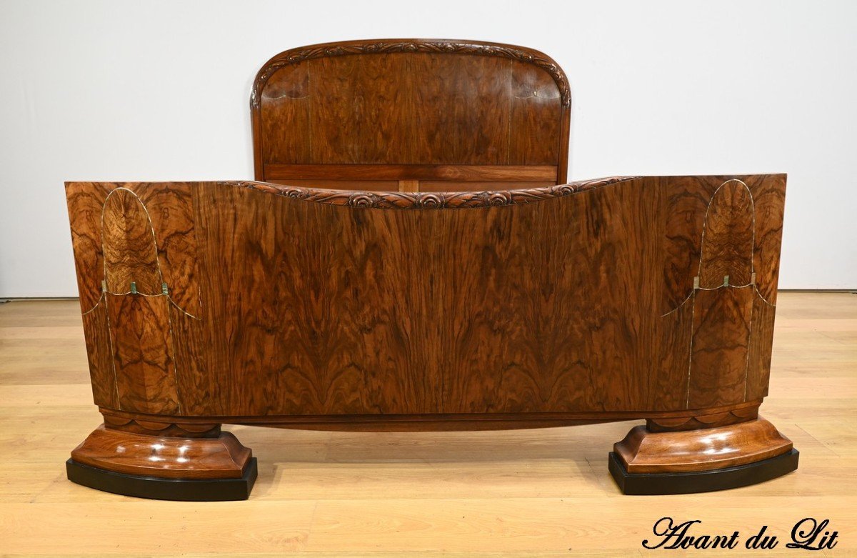 Lit En Ronce De Noyer, époque Art Déco – 1930-photo-4