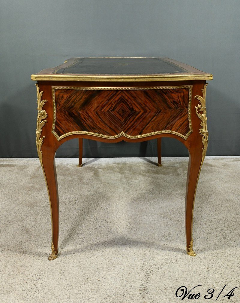 Small Mahogany And Rosewood Mid-century Desk, Louis XV Style, Napoleon III Period – Mid-19th Century-photo-7