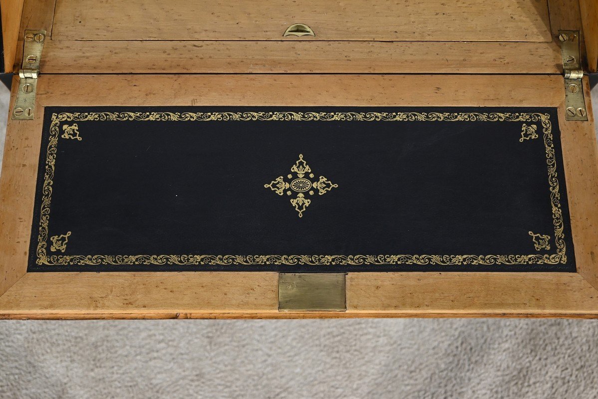 Small Sloping Desk In Blackened Pearwood And Amboyna, Napoleon III Period – Mid-19th Century-photo-7