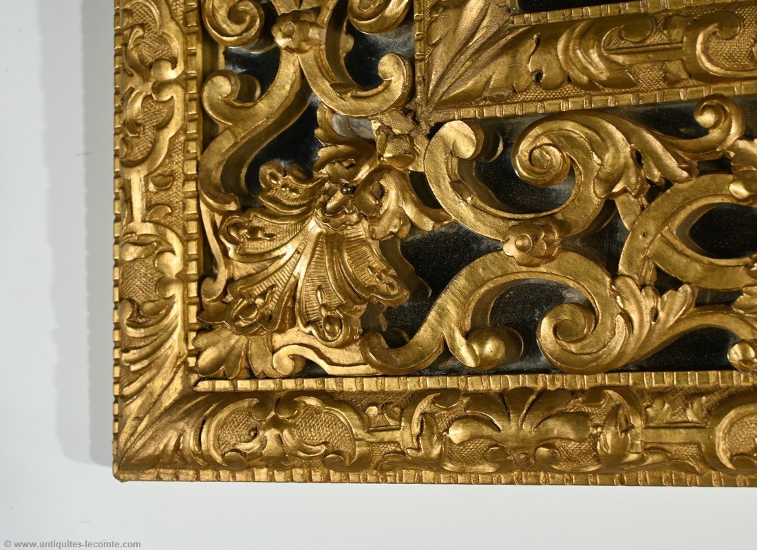 Miroir à Parcloses En Bois Doré, époque Napoléon III – Milieu XIXe-photo-3