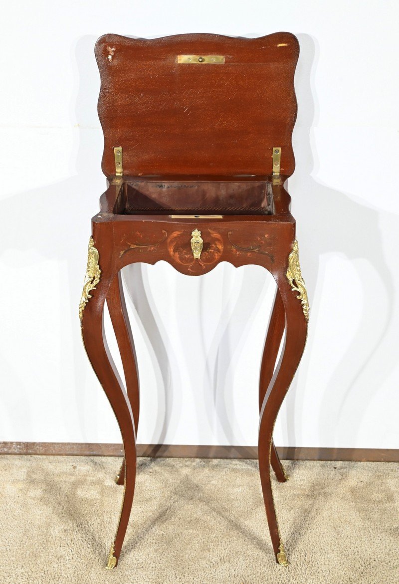 Petite Table à Ouvrage En Bois Laqué, Style Louis XV – Fin XIXe-photo-4